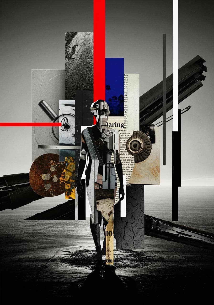 AI generated: random Sci-fi, dystopian images, minimal, (haunting, moody, bleak), (Hannah Höch),  (Mikalojus Konst...