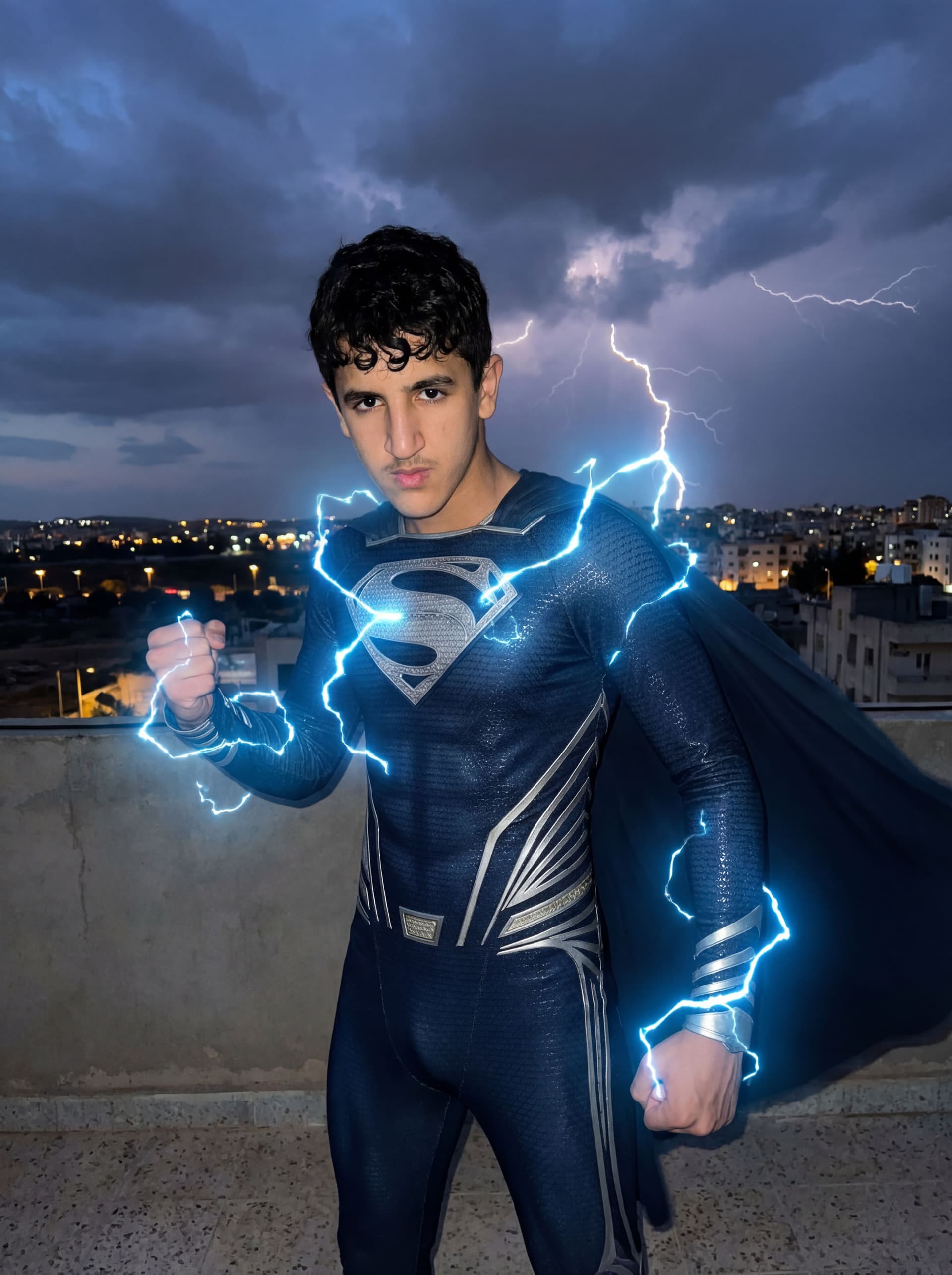 AI generated: A super powerful man standing with ultimate power