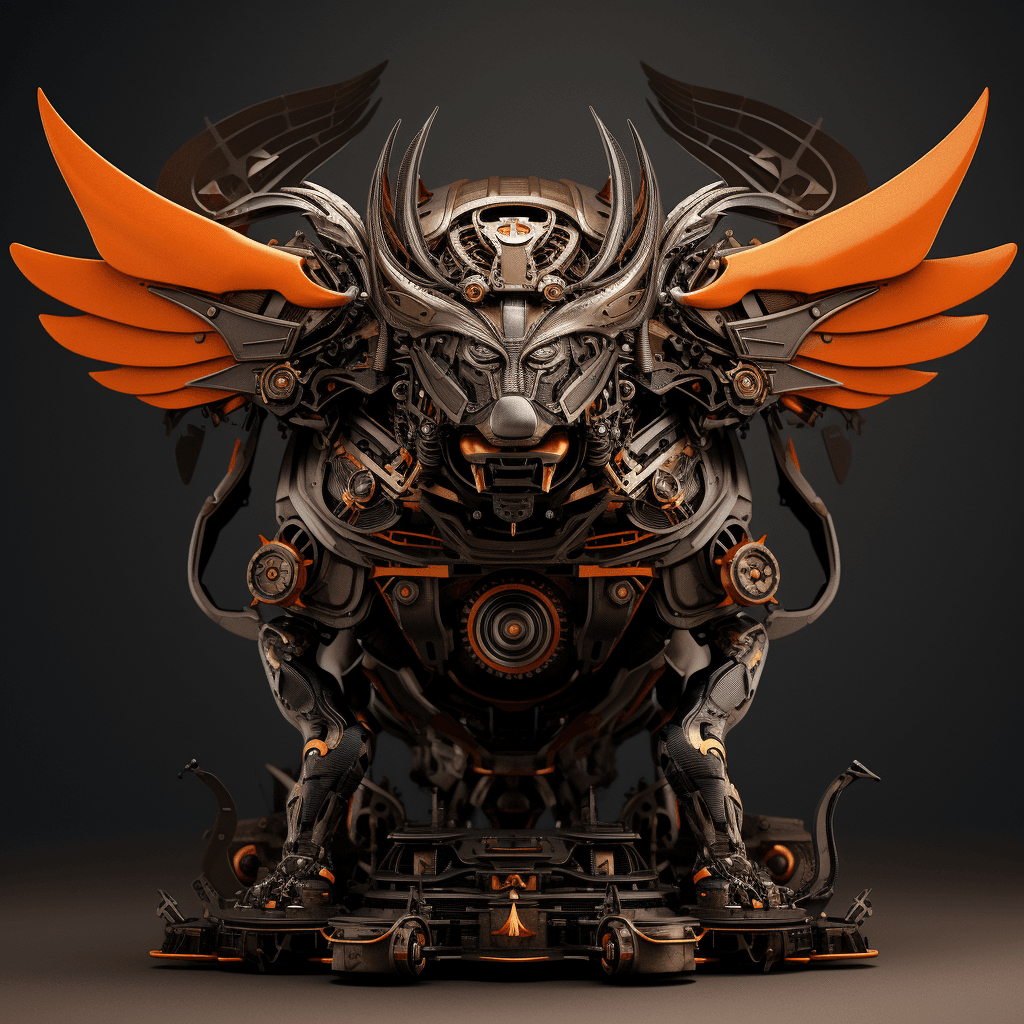 AI generated: red bull automotive engineering, in the style of emotive figurativism, dark orange and black, tim ho...