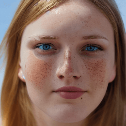 AI generated: High resolution face, 20 years old, Dutch female, blond, cute, freckles