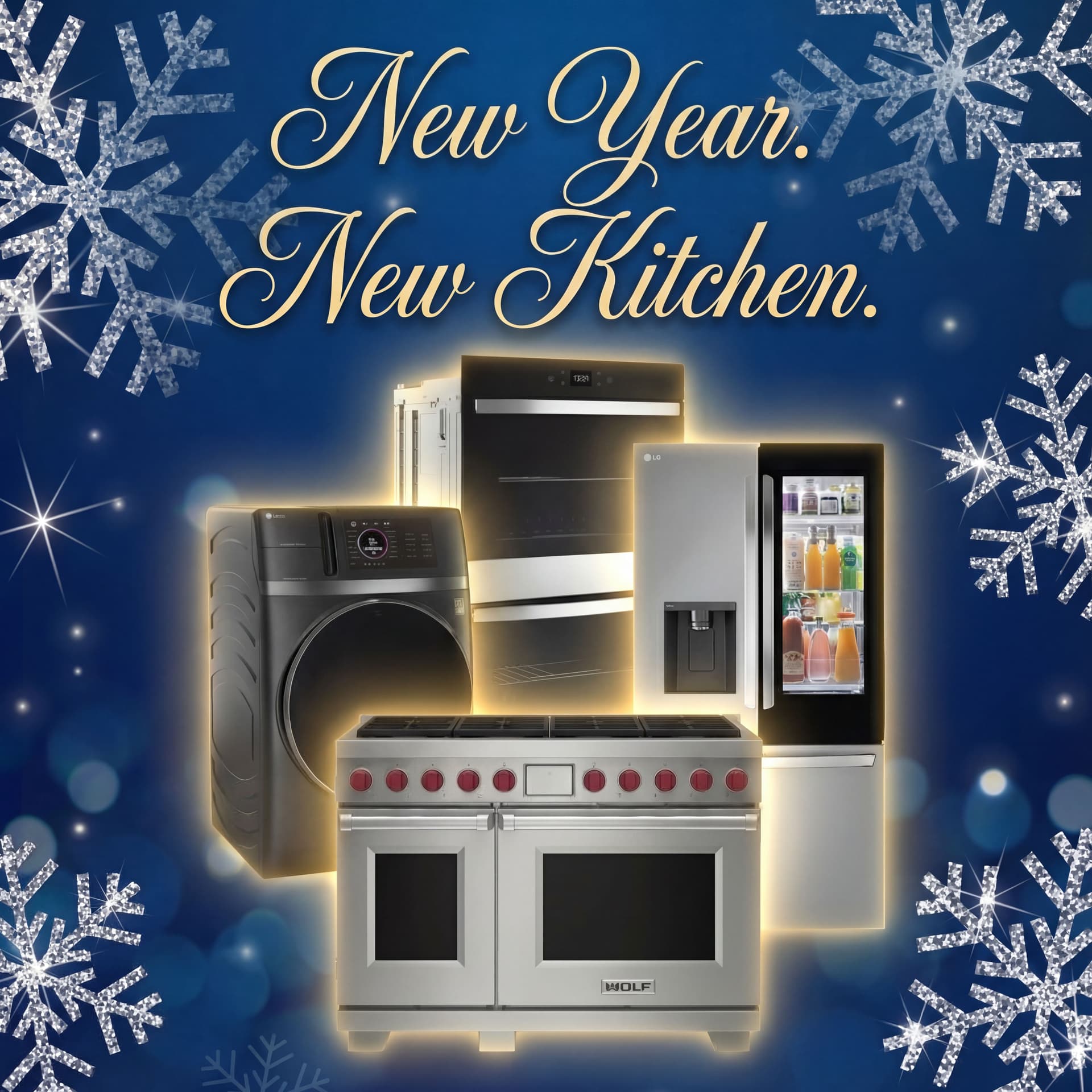 AI generated: Remove the smaller text. Reorganize the appliance formation and make space on top for the title text...