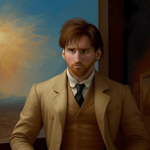 AI generated: Leo Messi as a William Turner Paint, 
Disney characterd, cartoony, comic, cinematic, marvel, taranti...