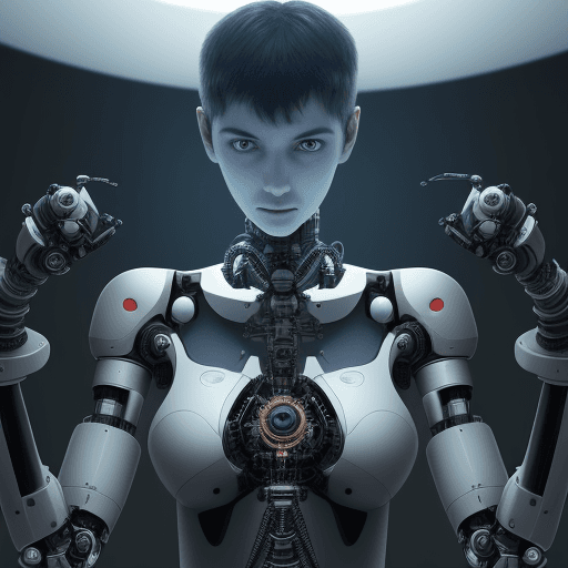 AI generated: tech innovation, the person in the centre, tech enthusiast, robotic arm