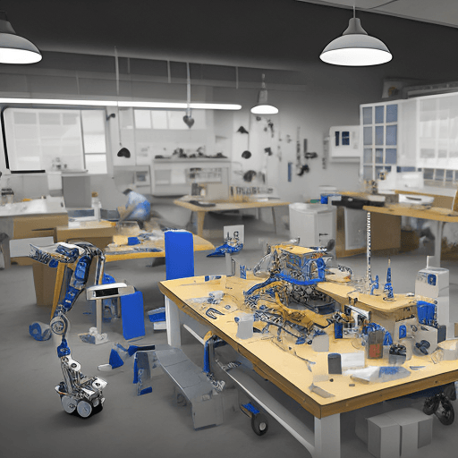 AI generated: Create an image of an electronics lab, zoom in on a workbench, where there will be some scattered pa...