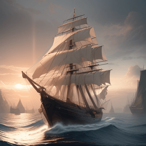 AI generated: Photo of a ultra realistic sailing ship, dramatic light, pale sunrise, cinematic lighting, battered,...