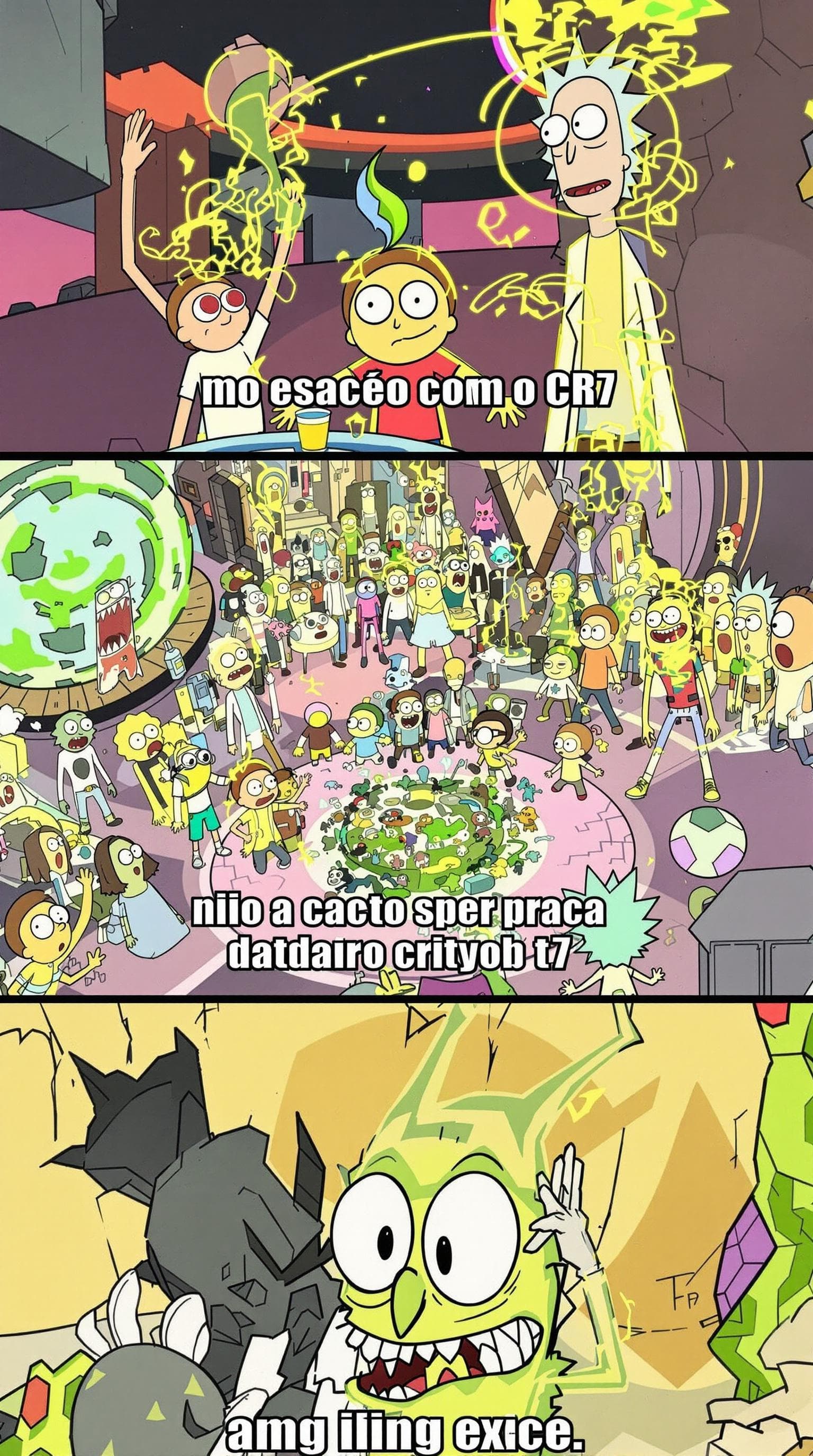 AI generated: Rick And Morty no espaço com o CR7 -