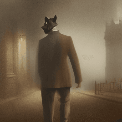 AI generated: a full body portrait of an anthropomorphic cheetah dressed as an English gentleman walking alone on ...