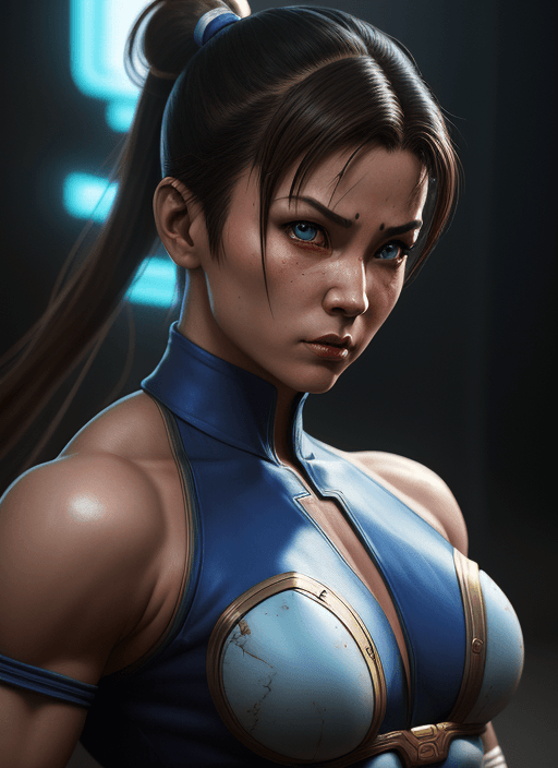 AI generated: Street Fighter, 1980s sci-fi style, video game characters, Chun-Li, MODELSHOOT STYLE, PHOTOGRAPHY, A...