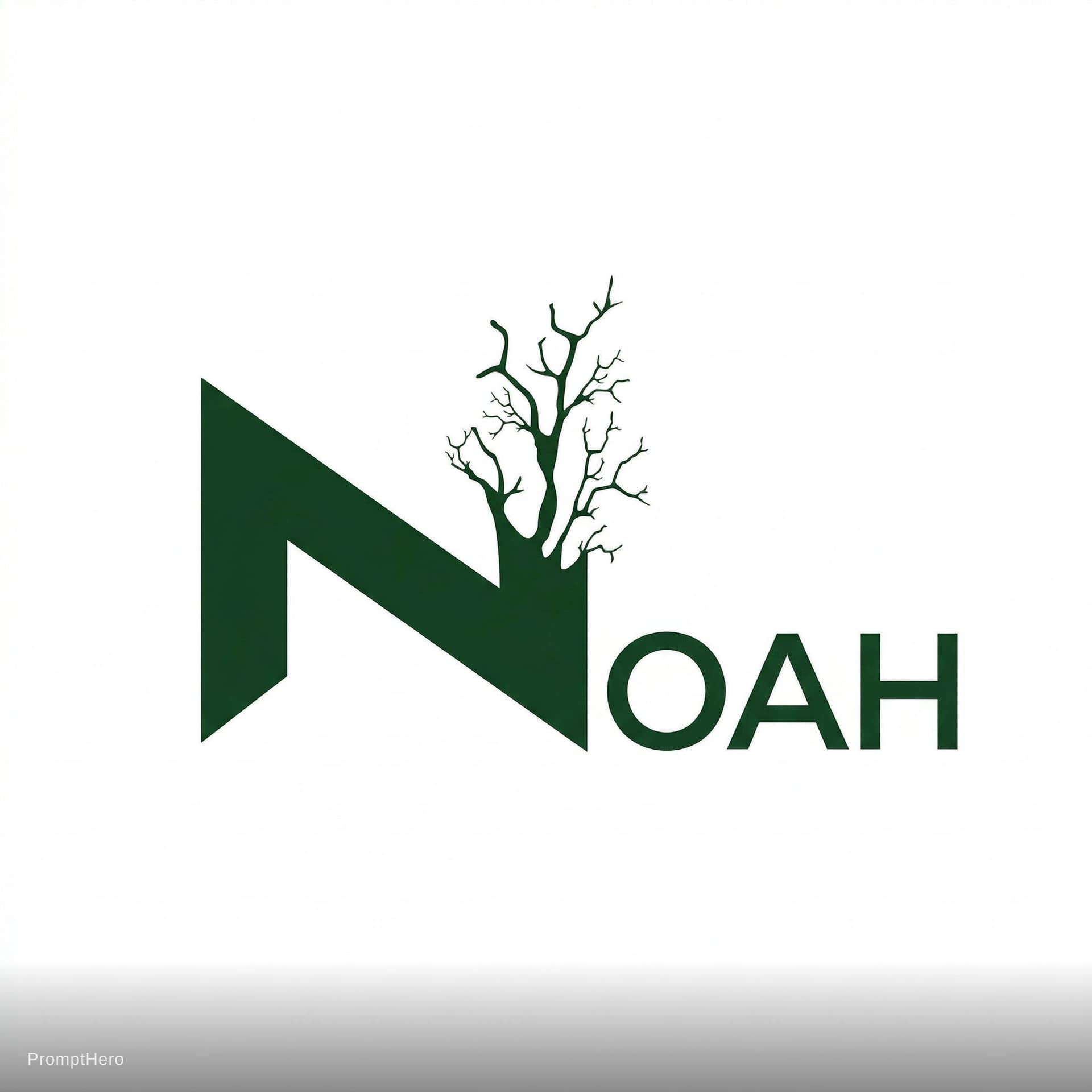 AI generated: Create a modern minimalist logo with the word "NOAH".

The letter "N" must be the main focus:
- Bold...