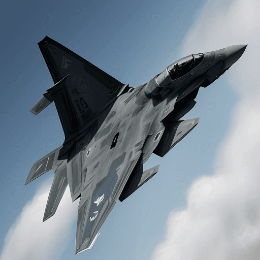 AI generated: Trigger, three strikes, ace combat 7, flying an F-22, sky background a dark blue
