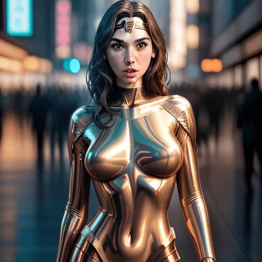 AI generated: nude body, commercial image, Gal Gadot | holographic photography shoots, in the style of Vanessa Kir...