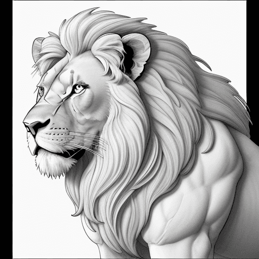 AI generated: lion, black lines white background, clean simple line art, no background, clean coloring book page, ...