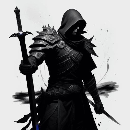 AI generated: man in the dark dodge sword in the dark all of this made with ink on craft paper sketch   8k high re...
