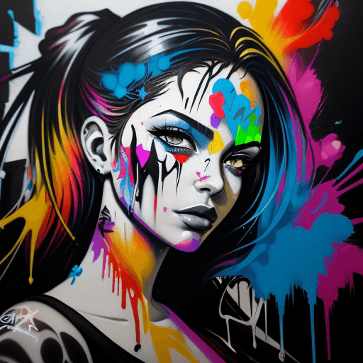 AI generated: graffiti art, splash art, street art, spray paint, oil gouache melting, acrylic, high contrast, blac...