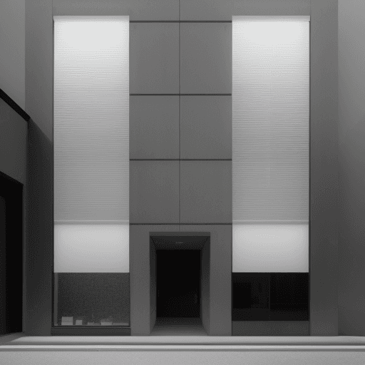 AI generated: minimalist store exterior, at dusk, the architecture should feature clean lines with a sophisticated...