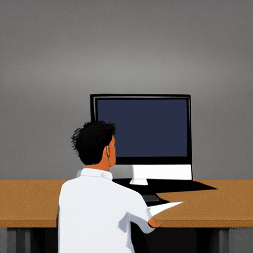 AI generated: A frustrated student staring at a blank computer screen.