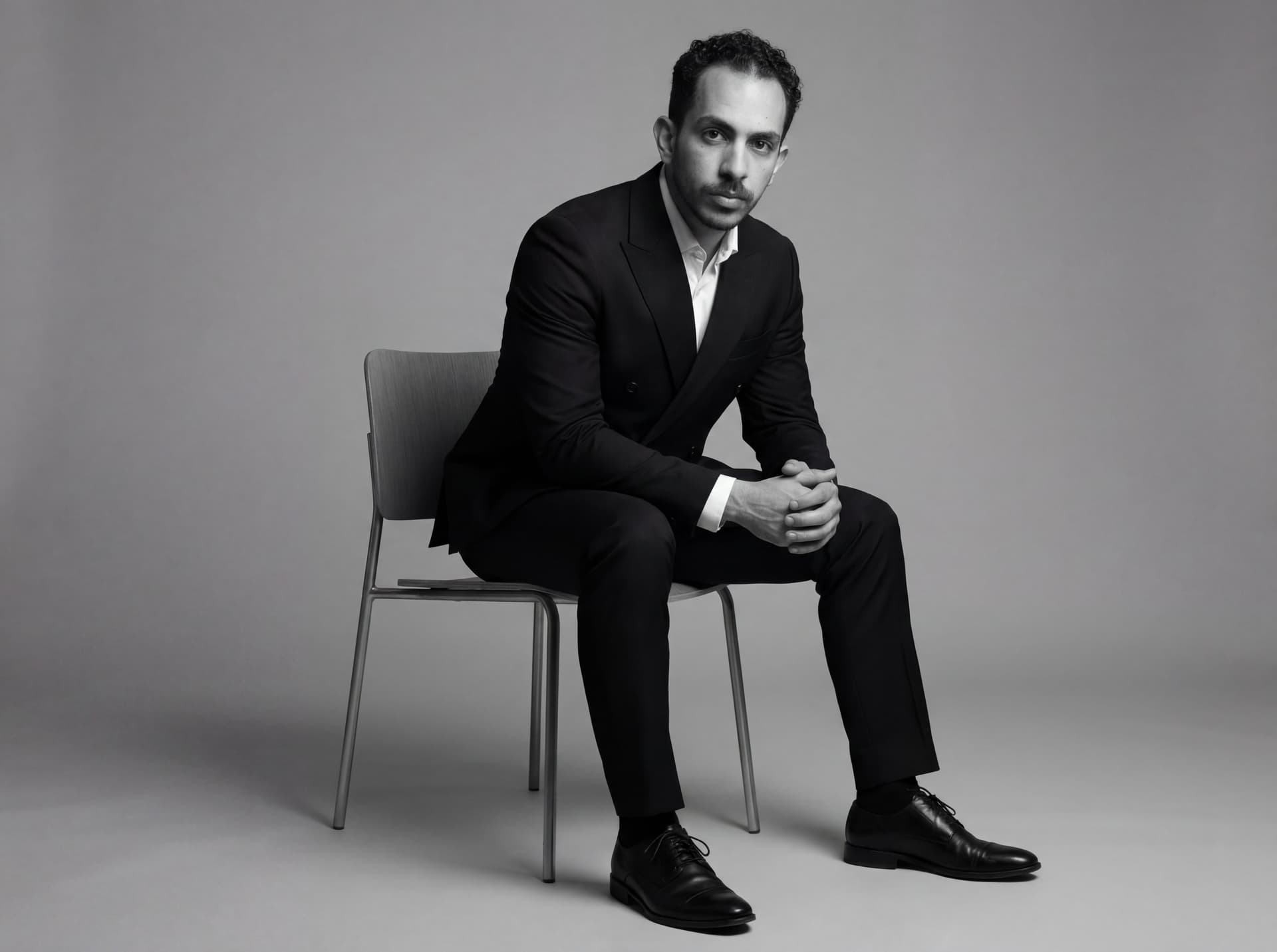AI generated: Ultra-realistic black and white high-fashion editorial studio portrait, using the uploaded reference...