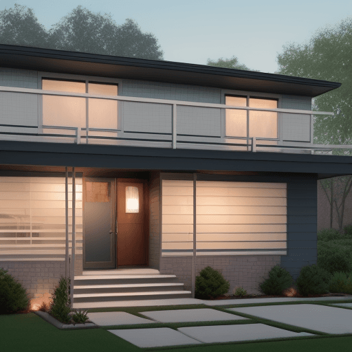 AI generated: Hyper realistic eye level exterior photo of a mid century model