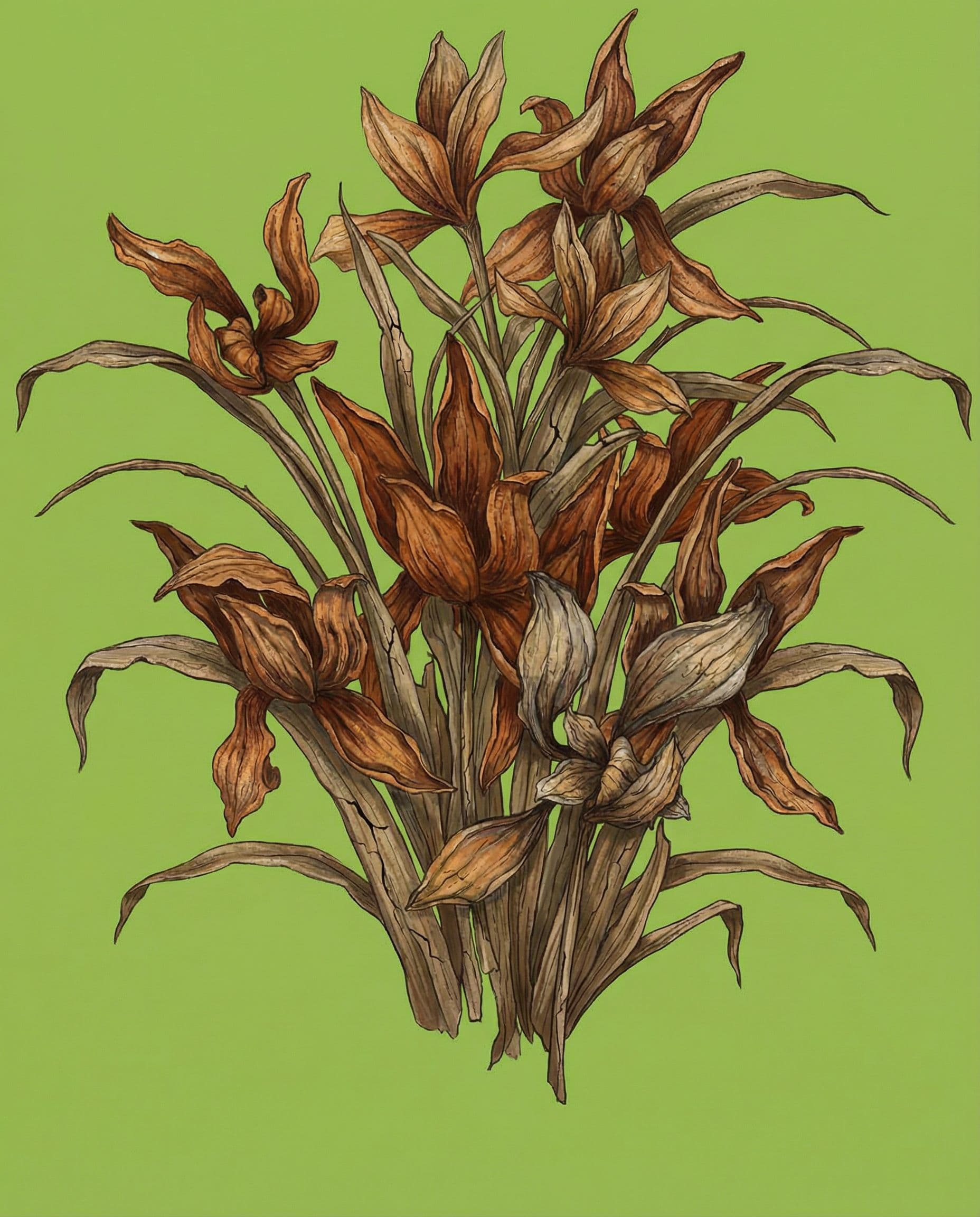 AI generated: 生成这簇花对应的枯萎形态