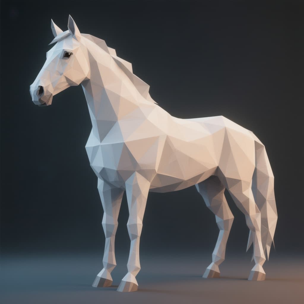 AI generated: low-poly elegant horse with no background