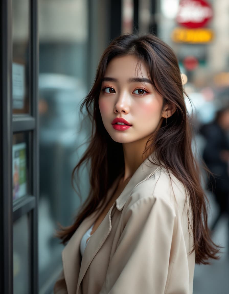 AI generated: ultra-realistic photo of a beautiful Asian woman, 17-years-old, shot on a Ieica m7, full-body, on th...