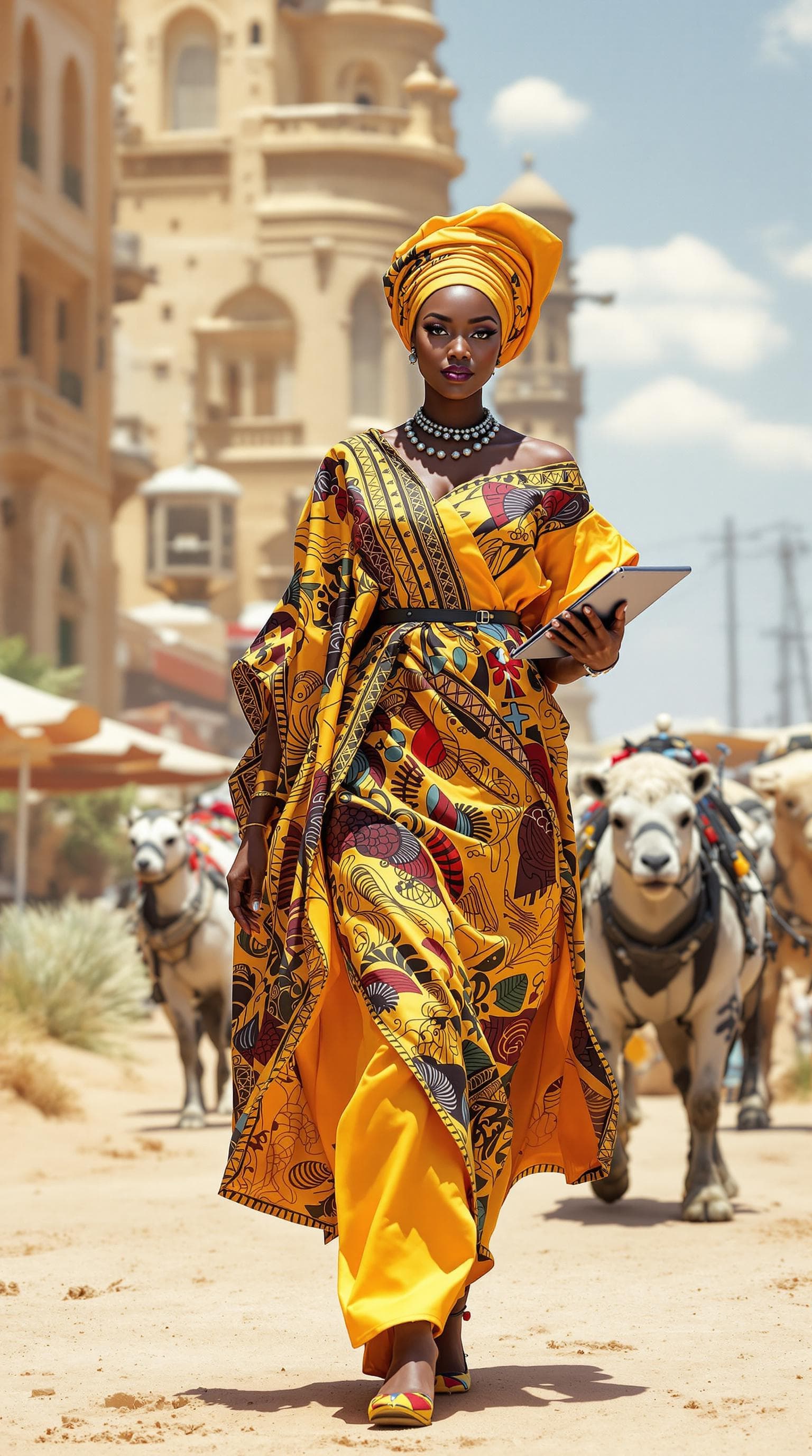 AI generated: 7. **Schwebender Caravan mit afrikanischer Wissenschaftlerin**  
Eine elegante nigerianische Wissens...
