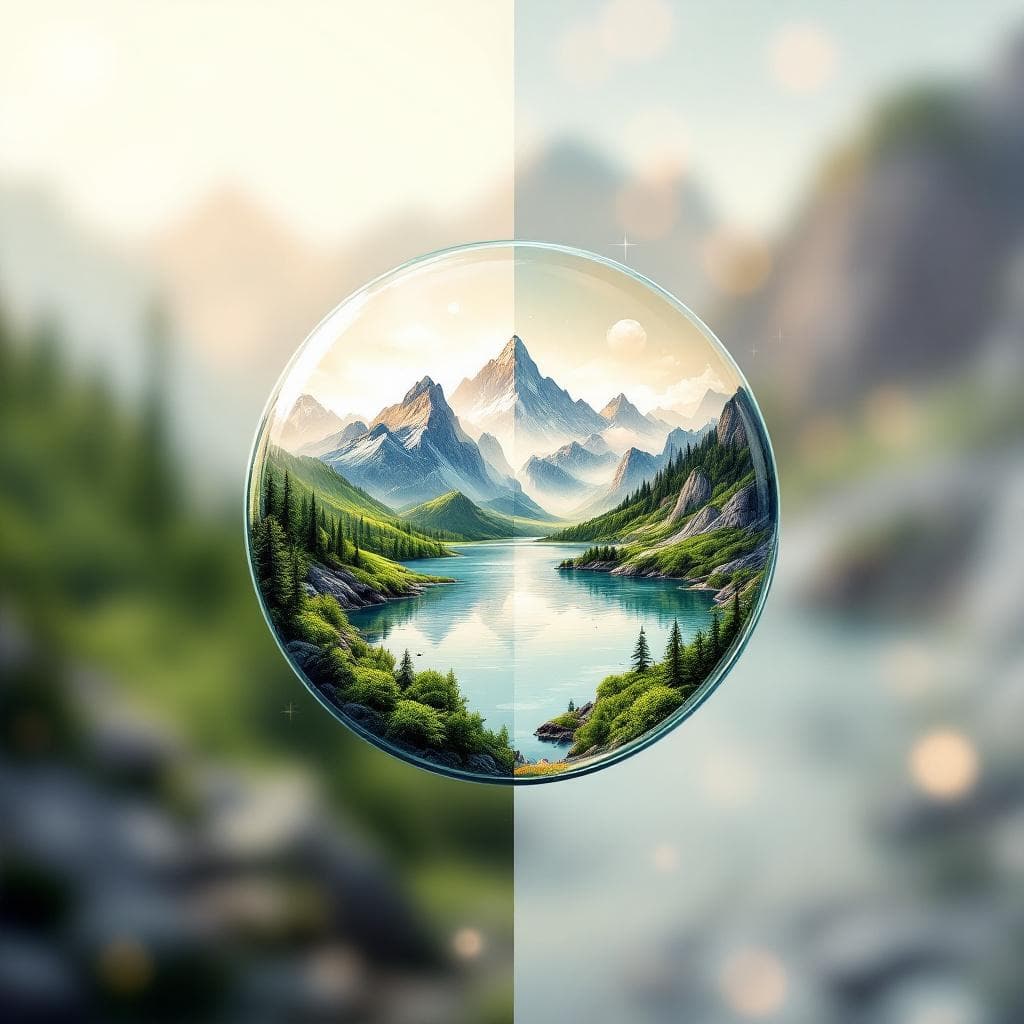 AI generated: Logo for an AI-art studio called "AKR AI-@rt", depicted inside a sphere with mountains, lush green a...