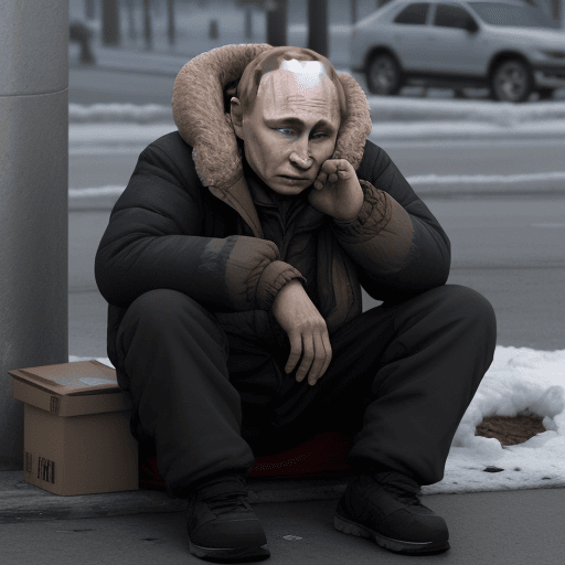 AI generated:  Putin homeless ,4 k , ultra HD 