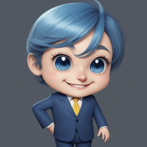 AI generated: animation, cute character, in a suit, big eyes, smiling, small nose, full body, fictional character,...