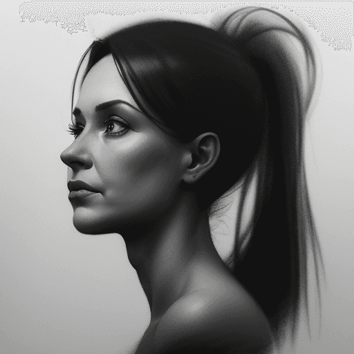AI generated: a black and white charcoal drawing of a beautiful woman, side view, in the style of a charcoal drawi...