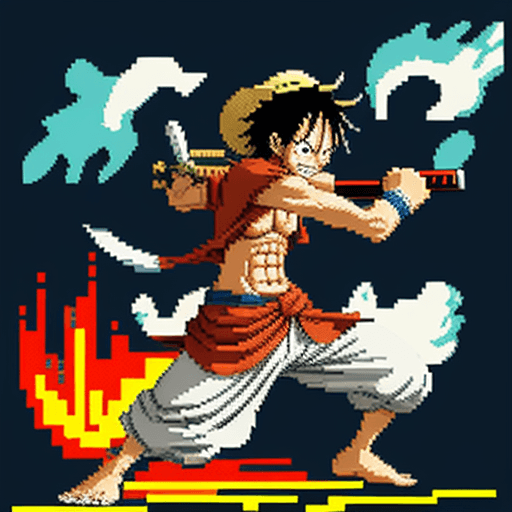 AI generated: A pixel art 8 bits reimagining of a one piece anime character in a different fighting style or costu...