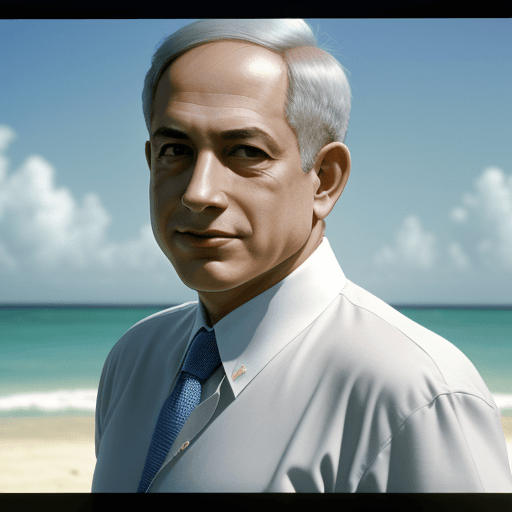 AI generated: Benjamin Netanyahu in 80s Miami Style --ar 9:16
