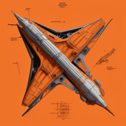 AI generated: Craft a highly detailed digital illustration featuring a sleek spacecraft in vibrant orange and meta...