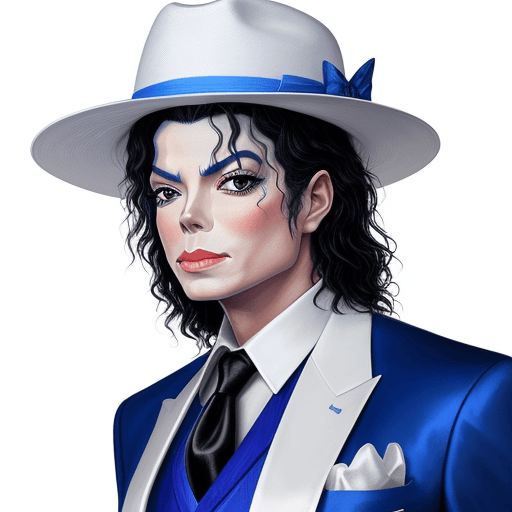 AI generated: Create a hyper-realistic and vibrant portrait of Michael Jackson, just him, in a white suit and hat ...