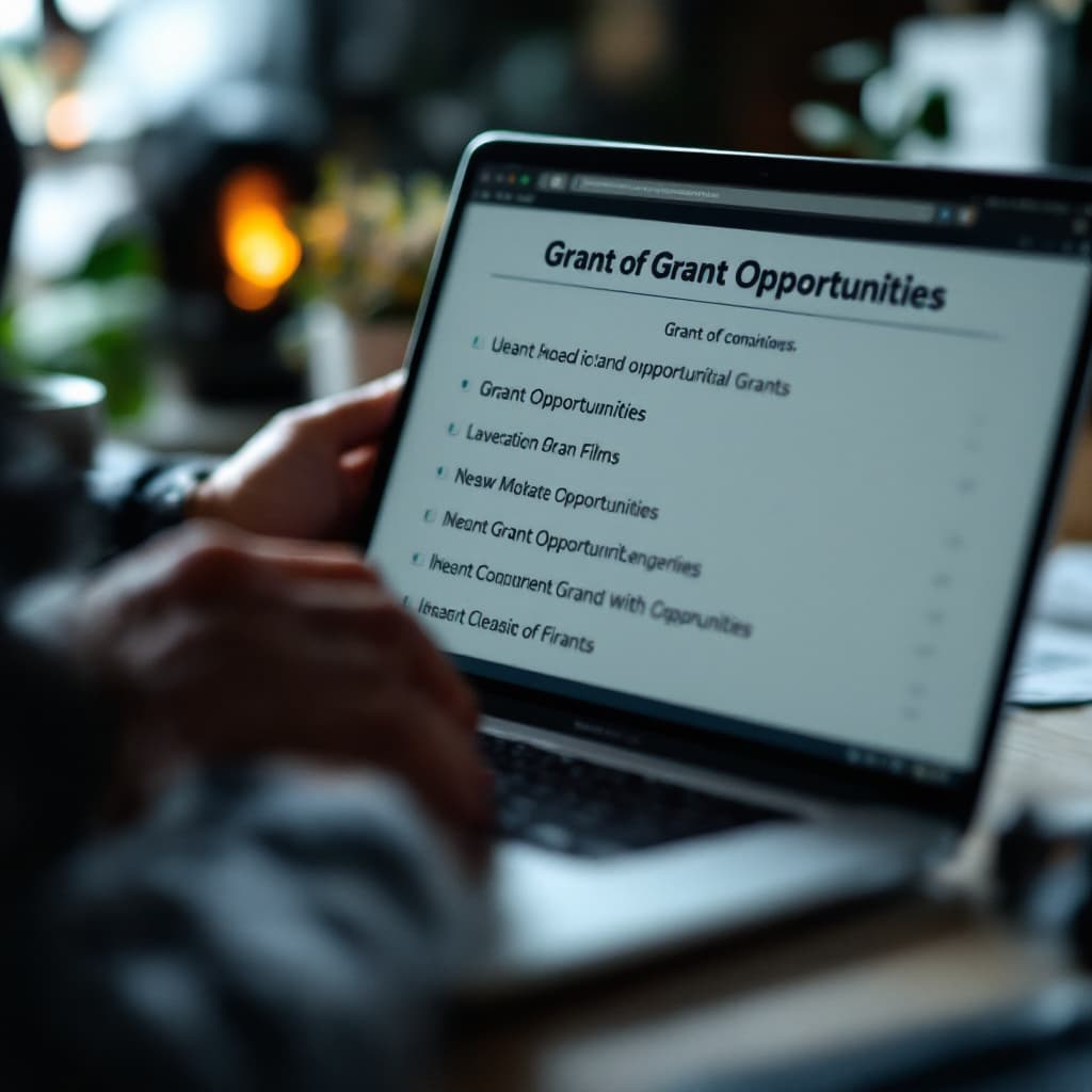 AI generated: A person reviewing a list of grant opportunities on a laptop. dslr, ultra quality, sharp focus, tack...
