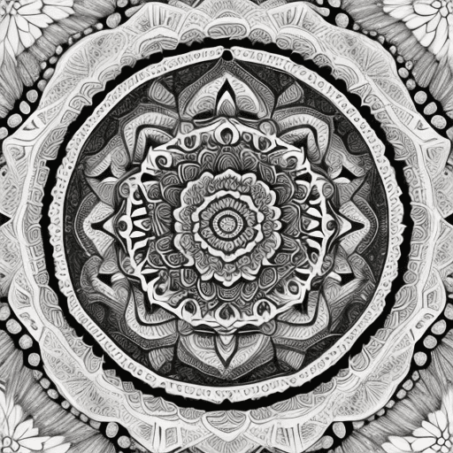 AI generated: high resolution b/w professional mandalas for  relaxing while colouring it. I need that they are 1/1...