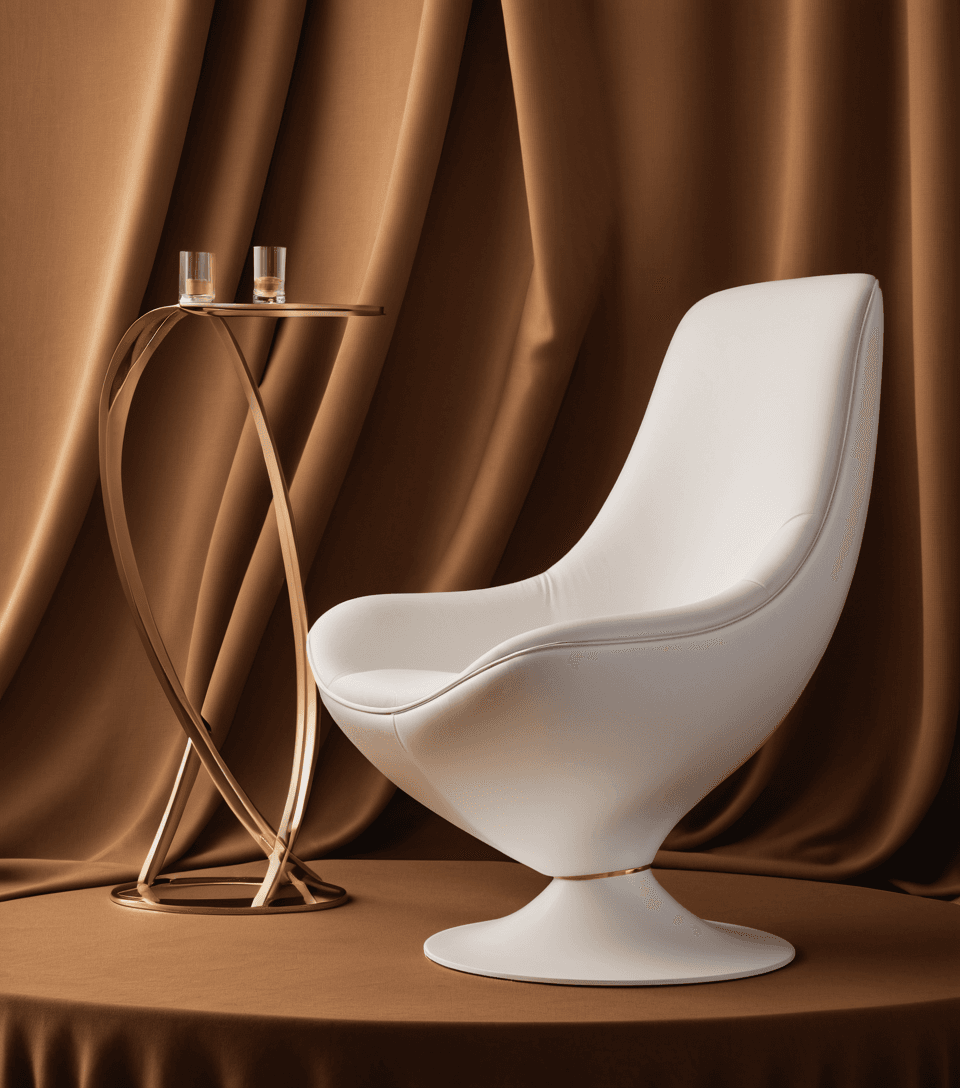 AI generated: a white podium sitting on top of a brown cloth, an abstract sculpture, inspired by Anna Füssli, tren...