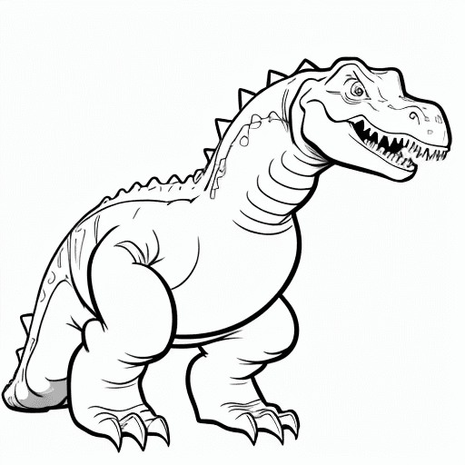 AI generated: black and white outline art for kids dinosaur coloring book page , coloring pages for kids ,total wh...