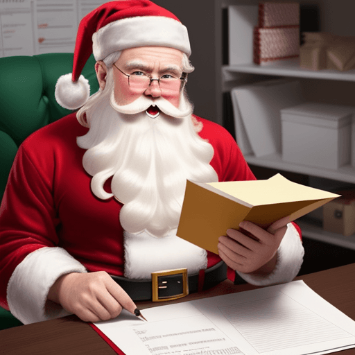 AI generated: Hyper realistic Santa Claus decides to hire an intern to help manage the overwhelming number of wish...