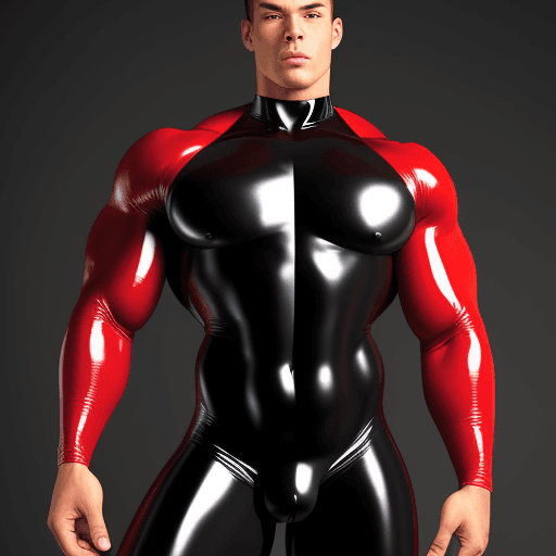 AI generated: NSFW muscular man in a latex bodysuit