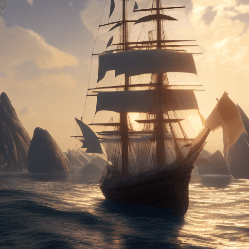 AI generated: Photo of a ultra realistic sailing ship, dramatic light, pale sunrise, cinematic lighting, battered,...