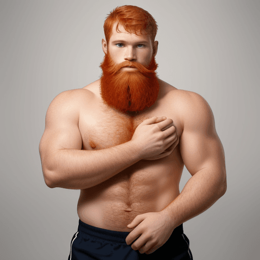 AI generated: full length, rugby player, short ginger hair, beard