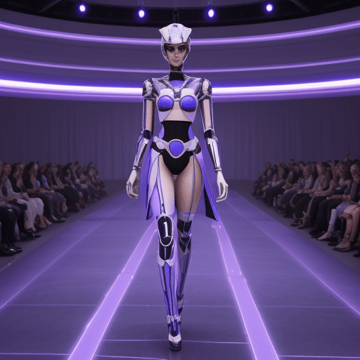 AI generated: A fashion show in geometric costume, 4K, Fashion show situation , a virtual audiences, futuristic co...