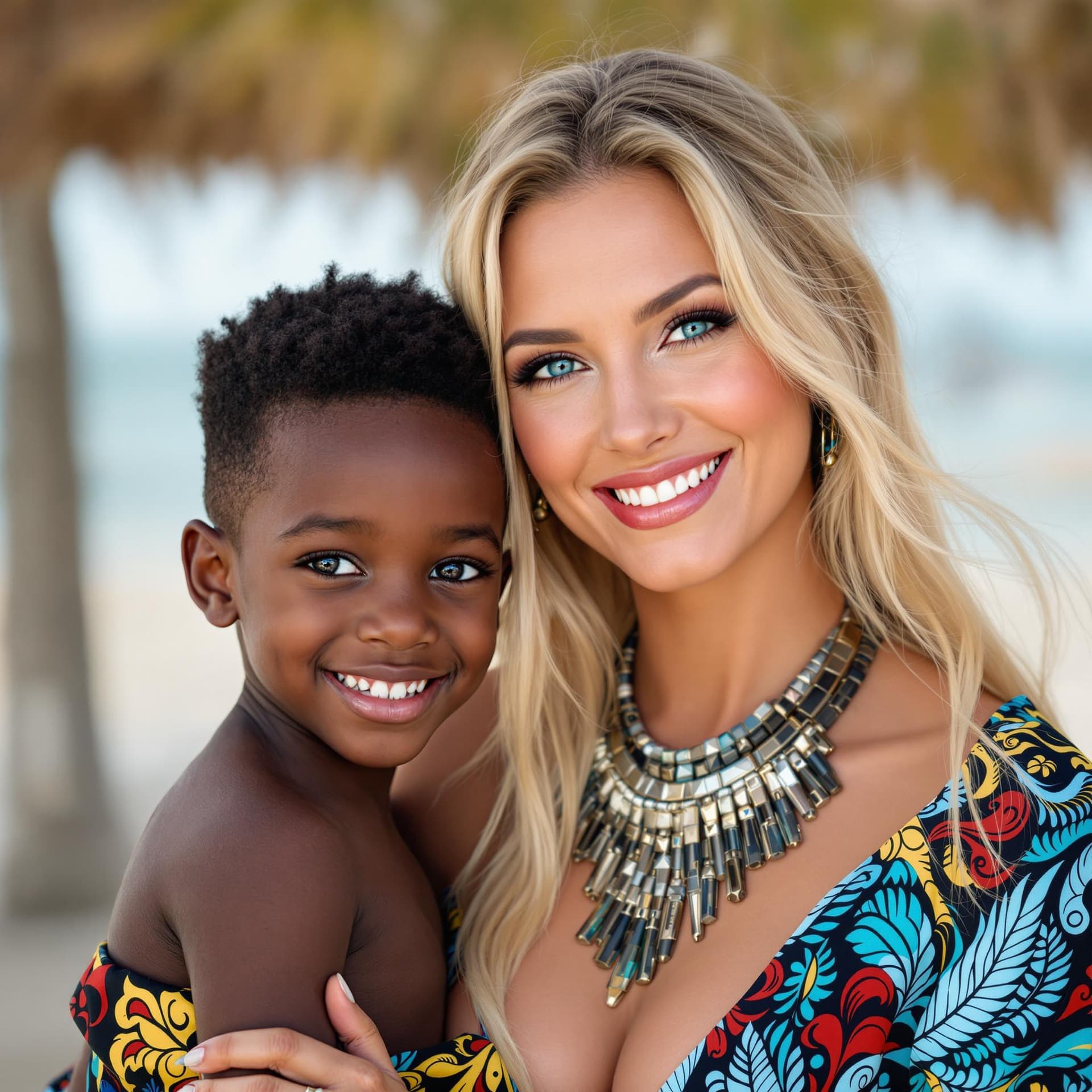 AI generated: Portrait of a gorgeous light-skinned caucasian woman, 20 years old, with long blonde hair, and blue ...