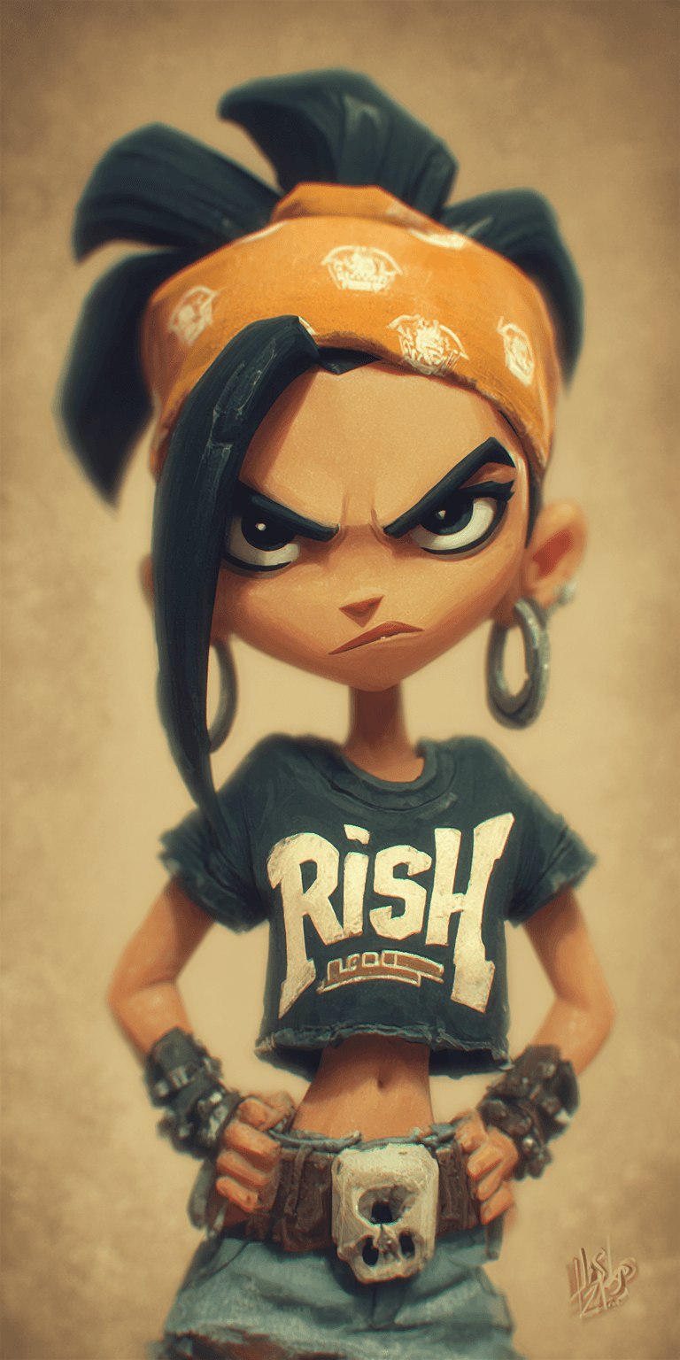 AI generated: a dark-haired girl, gothcore, zbrush, character caricatures --chaos 75 --ar 1:2 --profile n19tbh9 --...