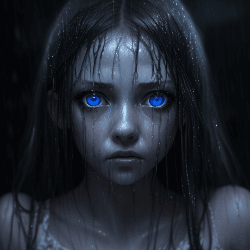 AI generated: masterpiece,  best quality,  a beautiful girl (blue eyes),  blood running down her face,  warm light...