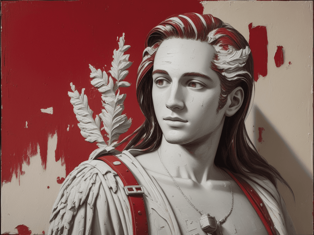 AI generated: the Apollo, impasto technique, oil painting, contemporary era, primarily monochromatic with accents ...