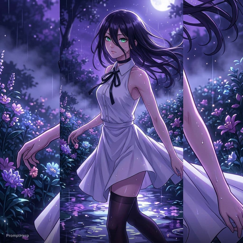 AI generated: Create an ultra-detailed anime wallpaper of Reze from Chainsaw Man, 1080x2400 Full HD+, cinematic mo...