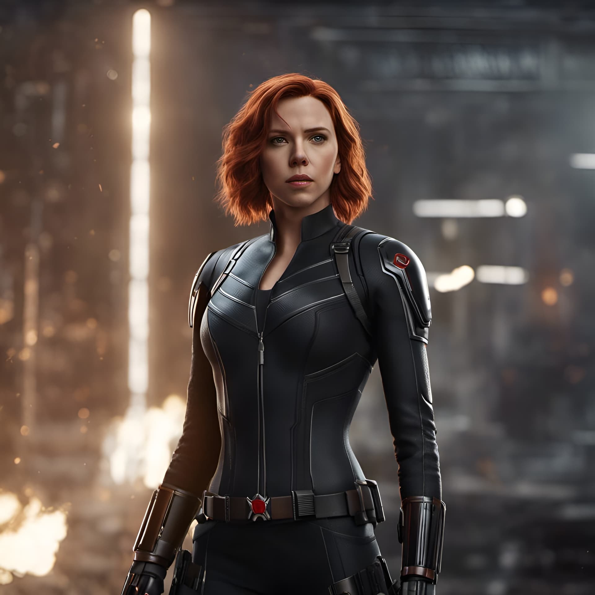 AI generated: Scarlett Johansson as Black Widow from Marvel Studios, 8k,VFX, octane render, unreal engine 5, Diffr...