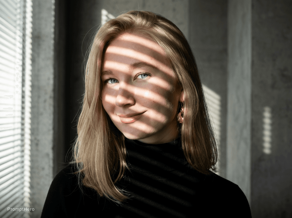 AI generated: high-resolution photograph, woman, stunning use of shadows, in the syle of crisp lines and forms,  U...